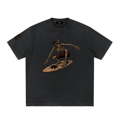 Surfer Life Forever-Heavyweight Vintage Washed Frayed T-Shirt