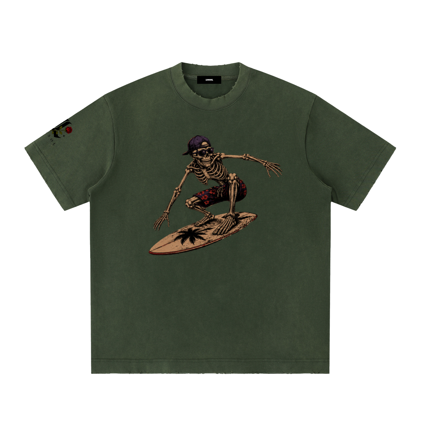 Surfer Life Forever-Heavyweight Vintage Washed Frayed T-Shirt