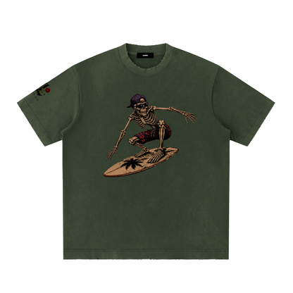 Surfer Life Forever-Heavyweight Vintage Washed Frayed T-Shirt