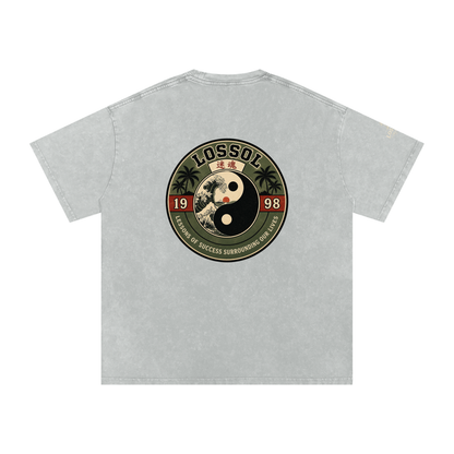 Eye Open-Snow Washed Oversized Cotton T-Shirt