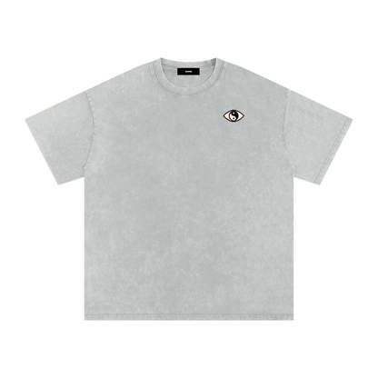 Eye Open-Snow Washed Oversized Cotton T-Shirt