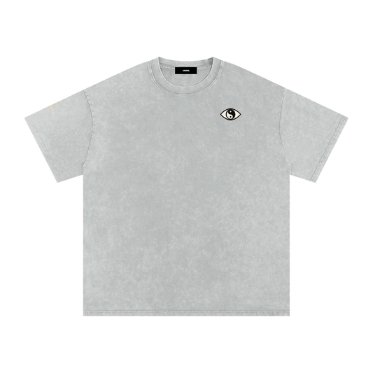 Eye Open-Snow Washed Oversized Cotton T-Shirt