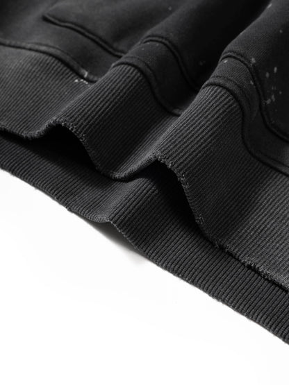 THUG LIFE -Vintage Washed Frayed Fleece Hoodie